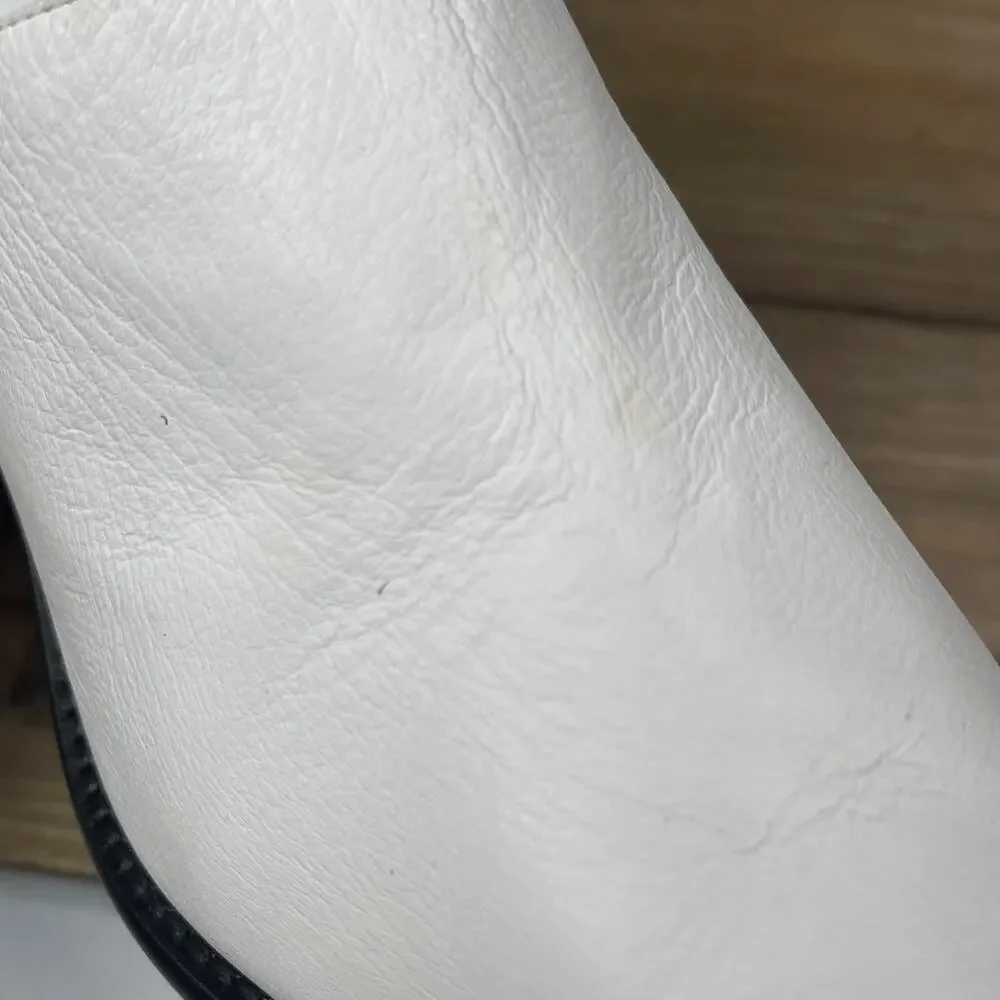 BY FAR Women's Block Heel Mule Clog Size 39 White Nappa Leather Pointed Toe - Picture 12 of 16